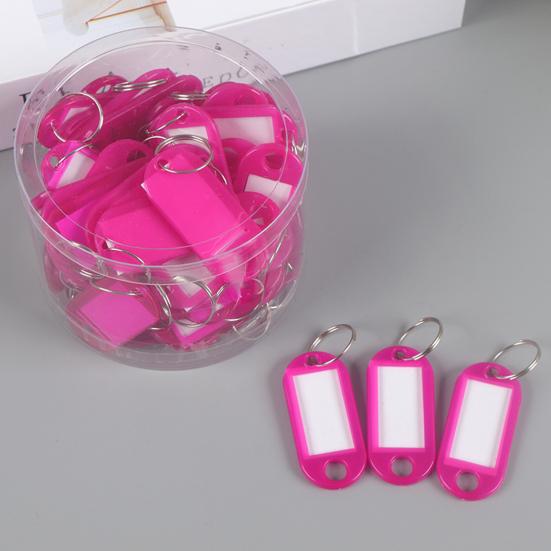 50Pcs Keyring Tags Plastic Key Fobs ID Tags with Split Keyring Paper Insert Key Tags Writing Paper Keychain Organizer