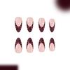 Press On Nail 24pcs Wine Red White Polkas French Design False Nail Breathable ABS Construction For Sensitive Fingers