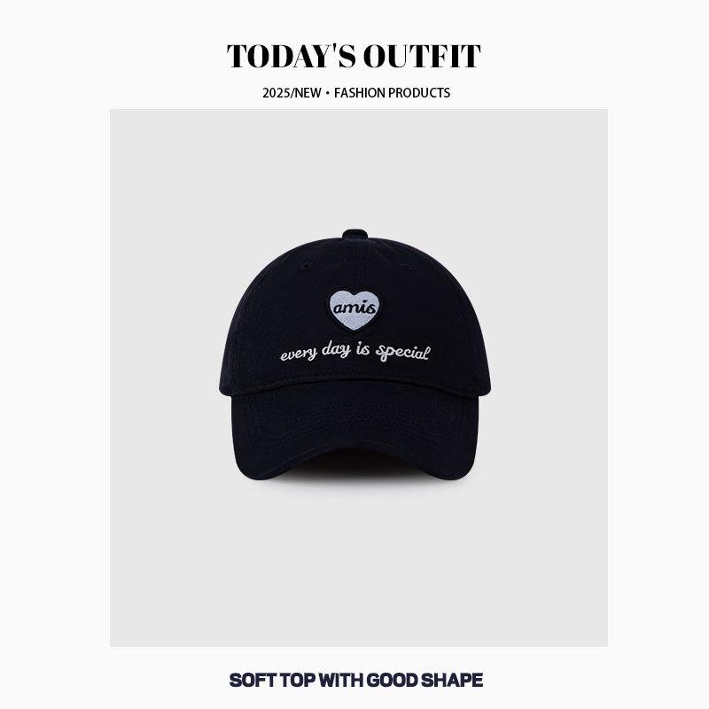 New Soft Top Love Embroidery Face Showing Small Baseball Hat for Women In Spring and Summer Korean Version Versatile Sun Protection Baseball Cap
