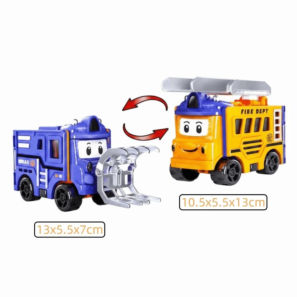 

Double-Sided Inertia Engineering Vehicle Pull Back Pull Back Trucks Transformable Car Toy Kids B