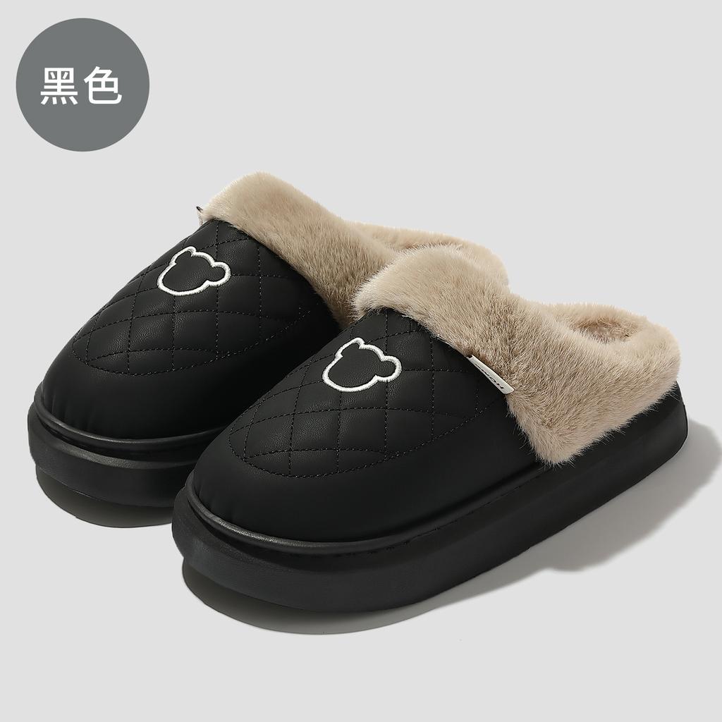 Waterproof Cotton Slippers Winter 2025 New Indoor Home Non-slip Household Couple Warm Thick Bottom Cotton Mop