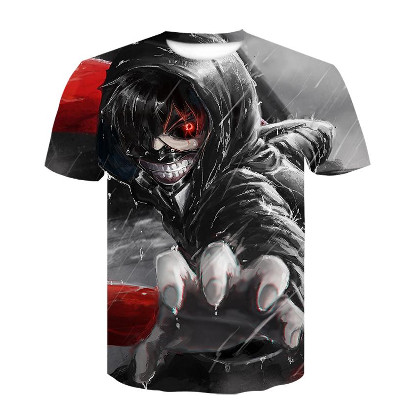 Strange Things Tokyo Ghoul Men 3D Graphic T Shirts Anime Ken Kaneki Print T Shirts Cartoon Loose Cotton Tshirts Hipster Tops