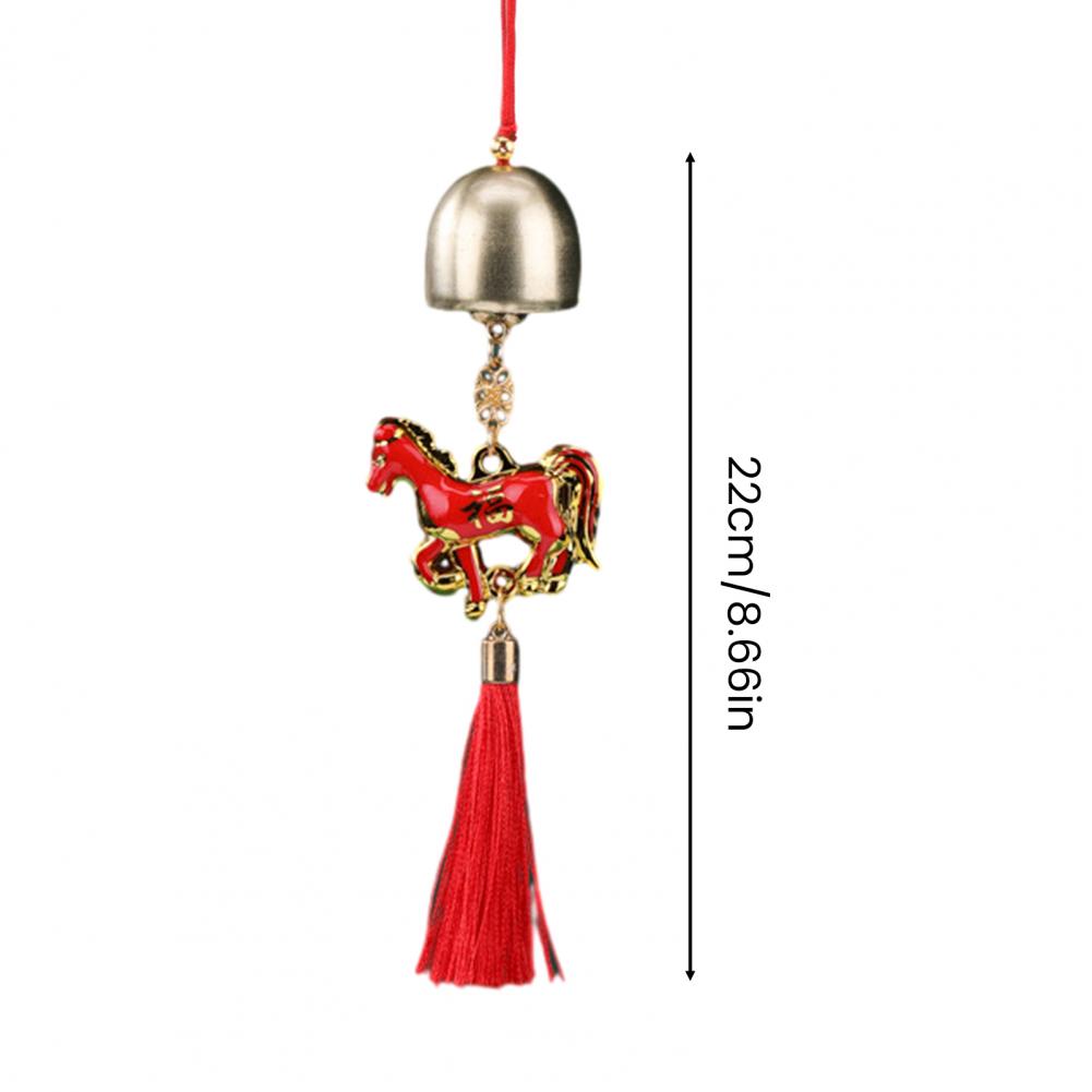 Chinese New Year Horse Pendant 2026 Feng Shui Zodiac Animal Charm Hanging Tassel Ornament With Bell For Home Window Car Decor