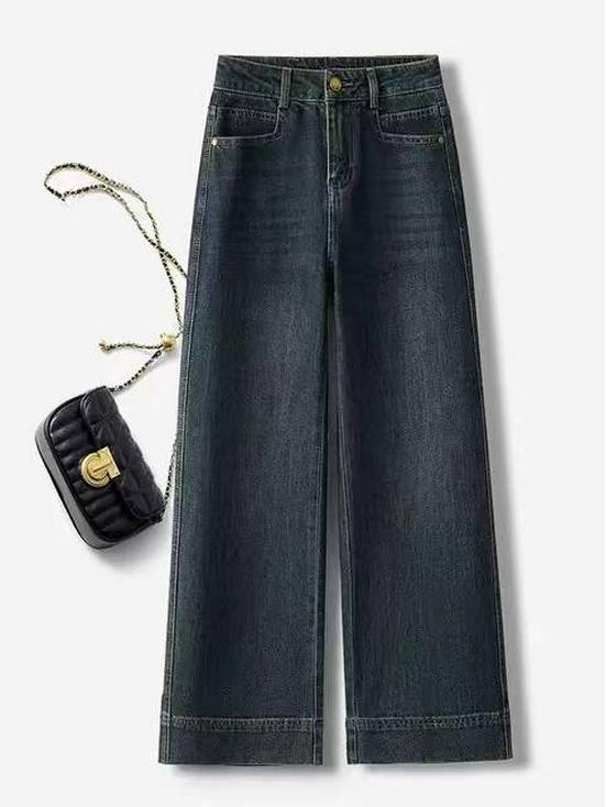 Dámské džínové džíny s vysokým pasem a širokými nohavicemi - Jaro/Podzim 2025 Trendy volné kalhoty s rovnými nohavicemi