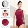 WinsGreat Ballett-Body Tanz Rhythmische Gymnastik Lateinamerikanisches Tanzkostüm mit Ausschnitt für und Aufführungen Damen Trikot, Ärmellos, Trikot, Rücken,