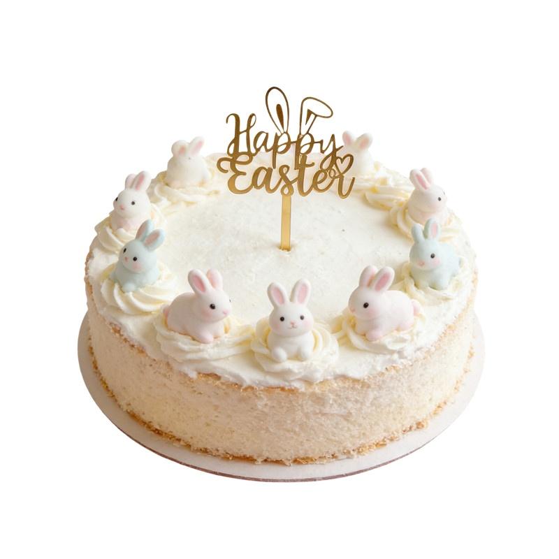 Easter Bunny Cake Topper Gold Acrylic Colored Rabbit Dessert Decoration Kids Party Festival Baking Supplies