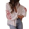 Fall Winter Women's Applique Long Sleeve Loose Blouse Elegant Chinese Style Casual Top For Women