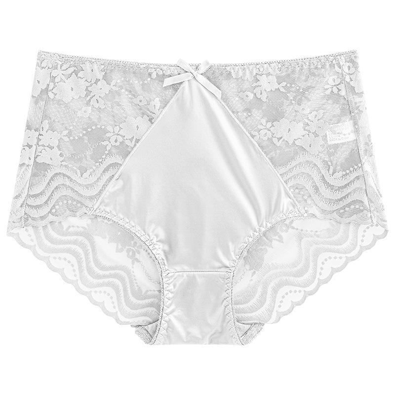 Big Size Lady Sexy Lace Hollow Bow Without Mark Pack Hip Lift Hip High Waist Triangle Briefs