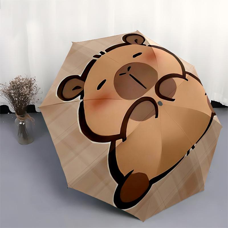 Capybara Themed Travel Umbrella-8 Ribs Automatic Opening and Closing, Portable Folding Design, Compact and Stylish Umbrella Suitable for Out