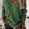 Solid V-neck Pullover Sweater - Pure Color