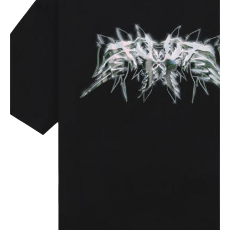 WE11DONE Ss23 Rundhals Bedrucktes Brustmuster Pullover Kurzarm T-Shirt Unisex T-Shirt Schwarz WD-TT1-23-822-U-BK