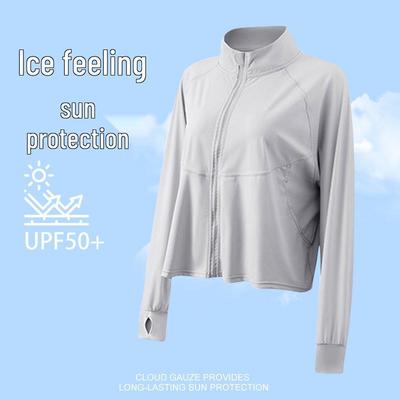 Women's Stand Collar Sun Protection Jacket - Summer UV-Blocking, Breathable Ice Silk, One Size