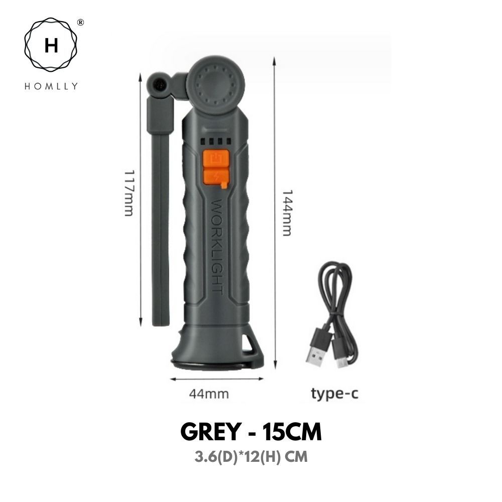Homlly Portable Magnetic Rechargeable LED Flash Light Torch Lamp with 360 Degrees Rotate