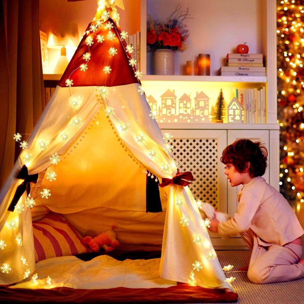 Weihnachtsdekorationslichter, Schneeflocken-Lichterkette mit Elektrokabel für den Innenbereich, Weihnachtsdekorationen