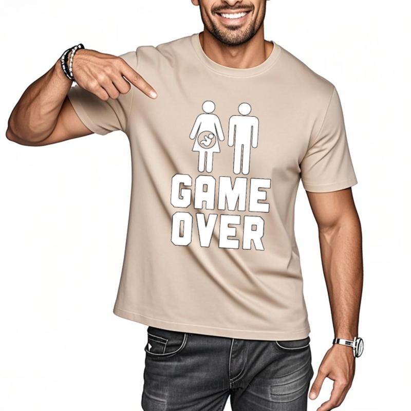 Big Size Tee Soft For Unisex Summer T Shirt Oversized Game Over With Pregnant Unisex And Unisex Classic Unisex Teeshirt Funny Tshirt