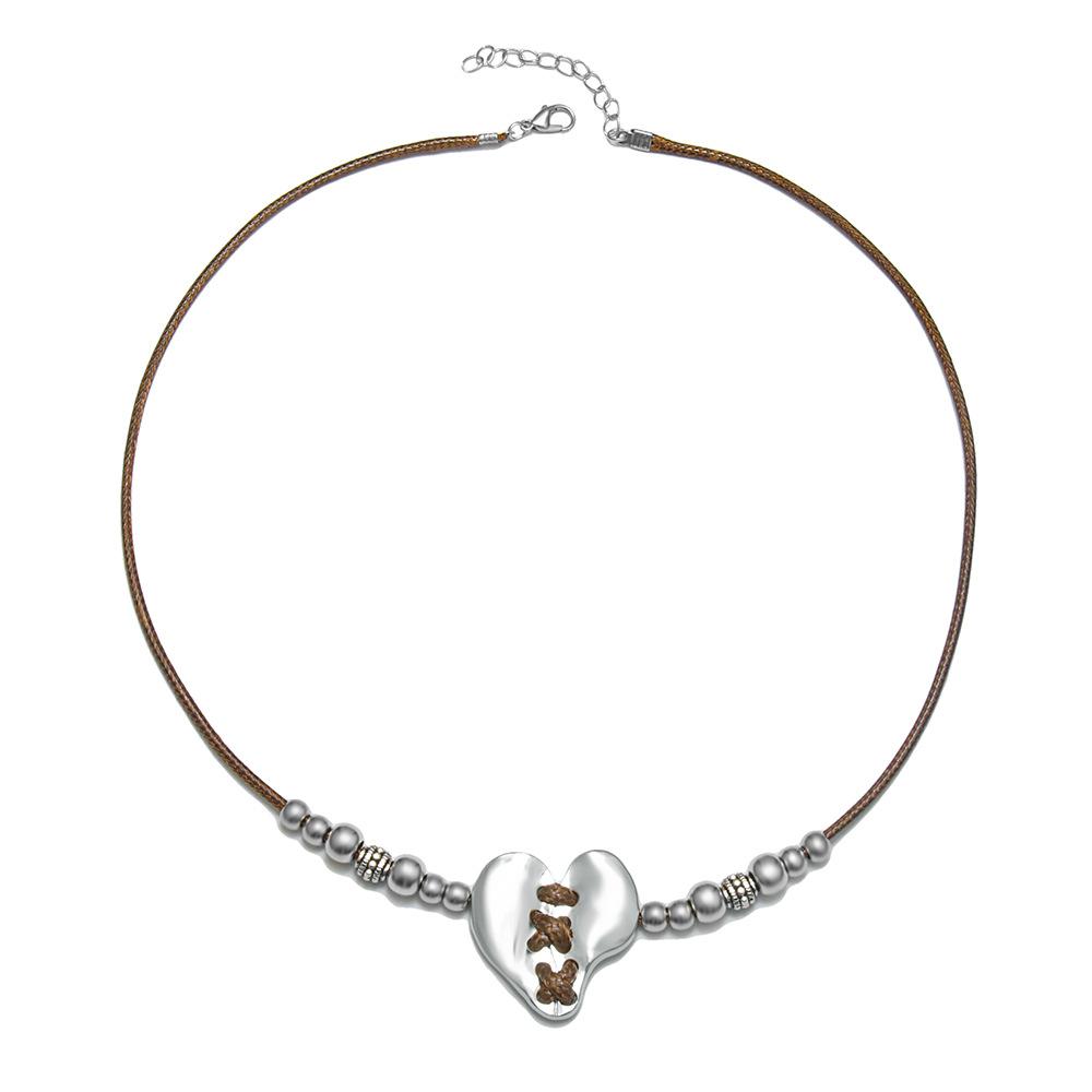 JMXD Bohemian Heart Pendant Wax Cord Necklace Vintage Retro Artistic Fashion Accessory Unique Design for Women