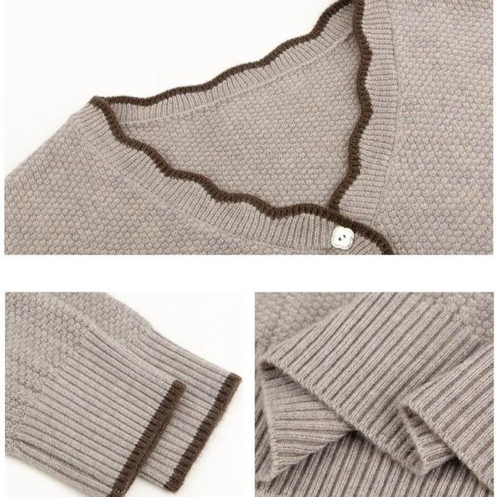 V-neck Sweater Women's Autumn and Winter Casual Long-sleeved Multi-color Base Knitted Sweater Loose Warm Pullover Long-sleeved Top