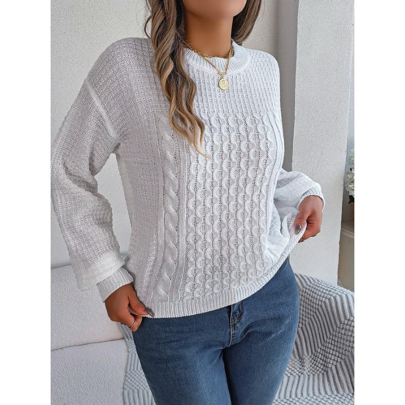Women's Autumn and Winter Casual Solid Color Twist Lantern Sleeve Sweater