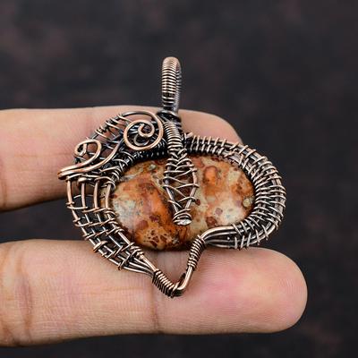 Asteroid Jasper Copper Pendant Copper Wire Wrapped Pendant Antique Jewelry Gemstone Pendant Copper Jewelry Handmade Pendant Gift For Bridal