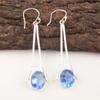 Ovale Natürliche Tansanit Sterlingsilber Handgefertigte Hochzeit Tropfen Hänge Haken Ohrringe EE-136-7