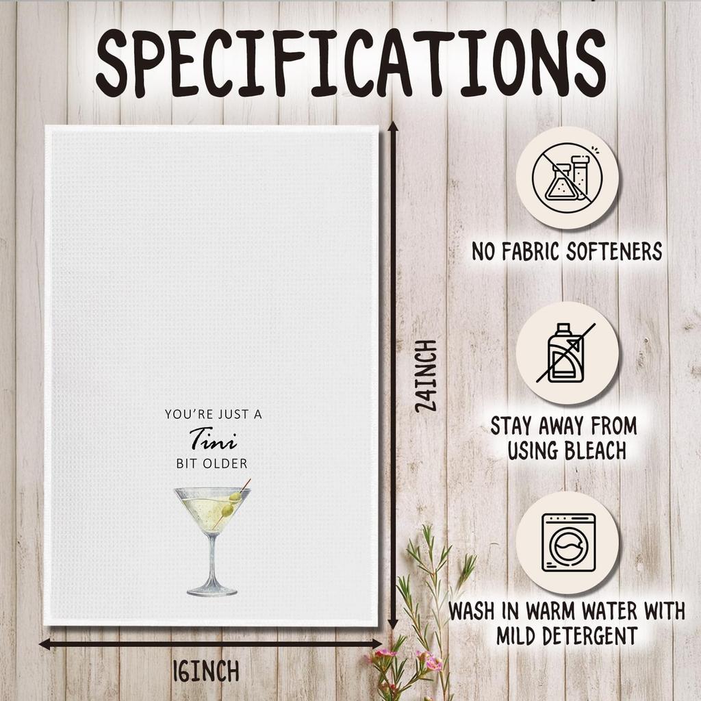 Martini Kitchen Towels,Funny Martini Dish Towels,Martini Gifts for Women,Martini Decor for Party Kitchen Bar Pub,16X24 Inches