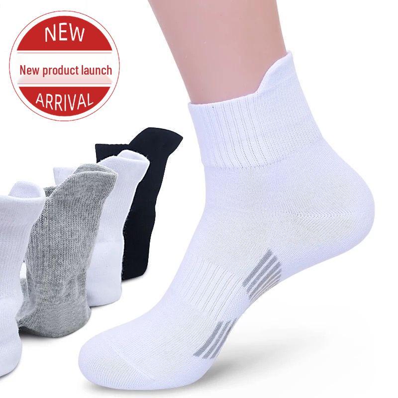Men's Breathable Cotton Mid-Calf Socks - Sweat-Absorbent, Versatile Business & Sports Wear for All Seasons
