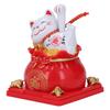 Lucky Cat Statue Solar Light Sensing Automatic Waving Arm Fortune Bag Cat Ornament for Home Car