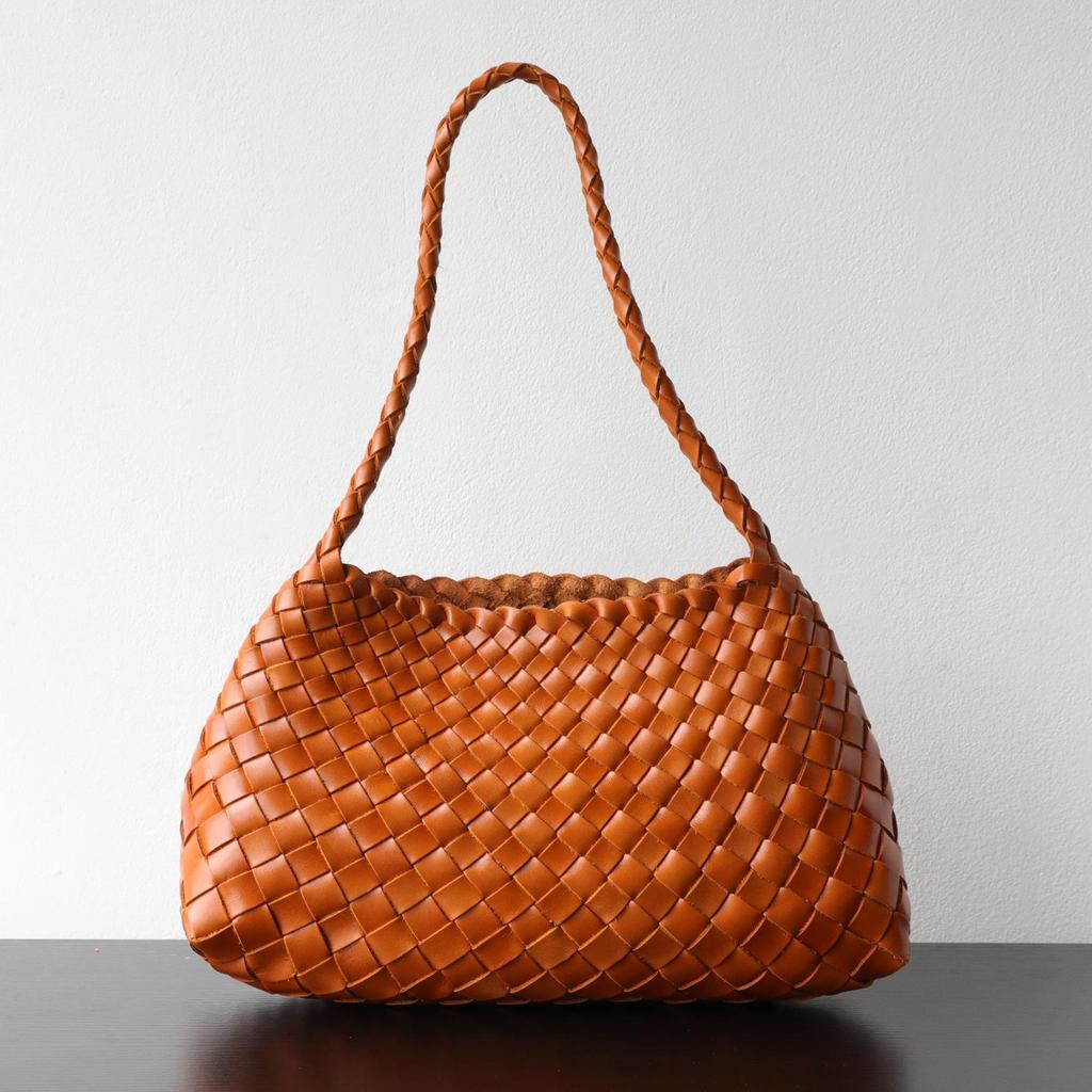 Borsa in Maglia Fatta a Mano Xiaomin Lusso Leggero Pelle di Mucca Strato Superiore Stile Retrò Pelle Conciata al Vegetale Vera Pelle Portatile Sotto Braccio