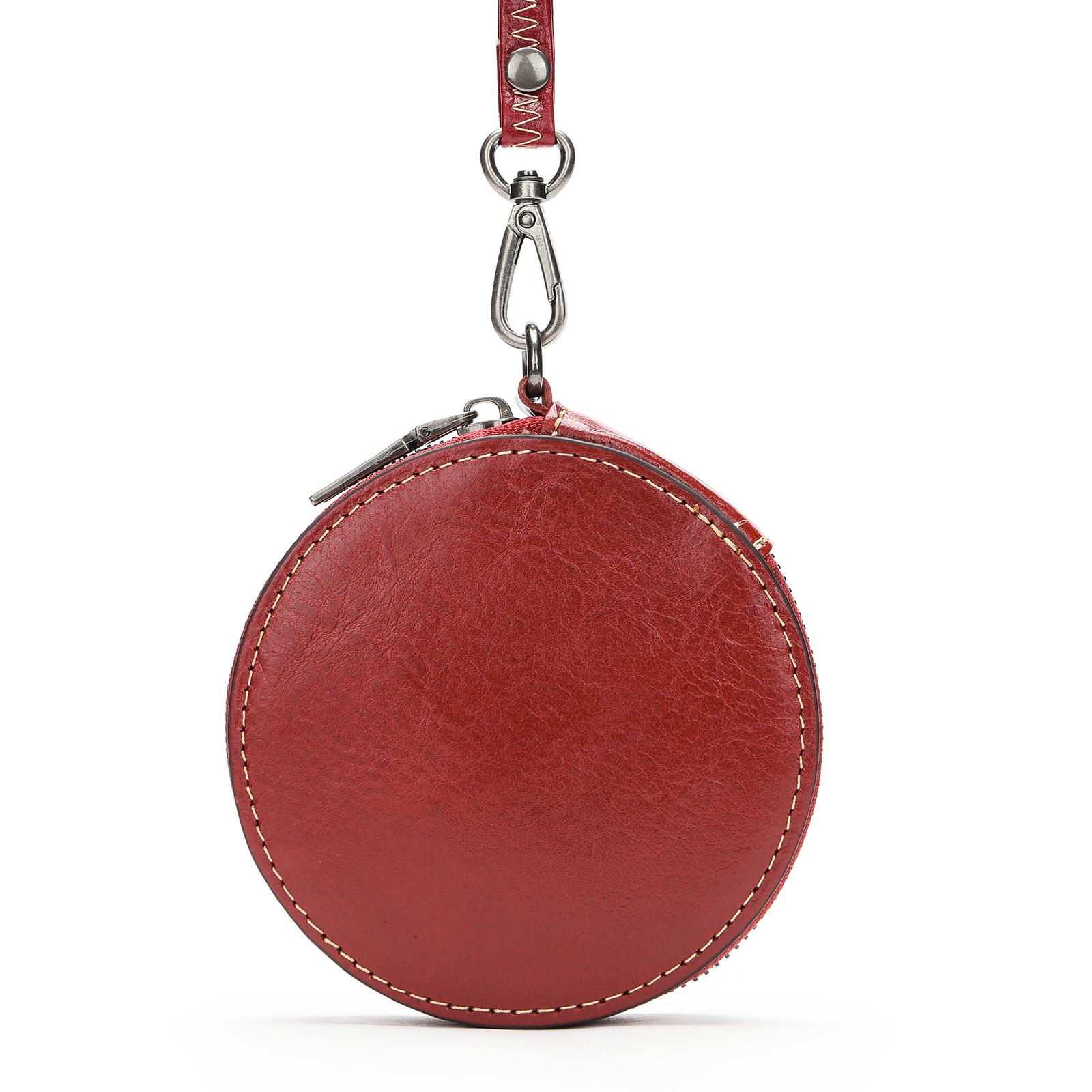 

Креативный мини-кошелек для монет из натуральной кожи круглой формы со шнурком