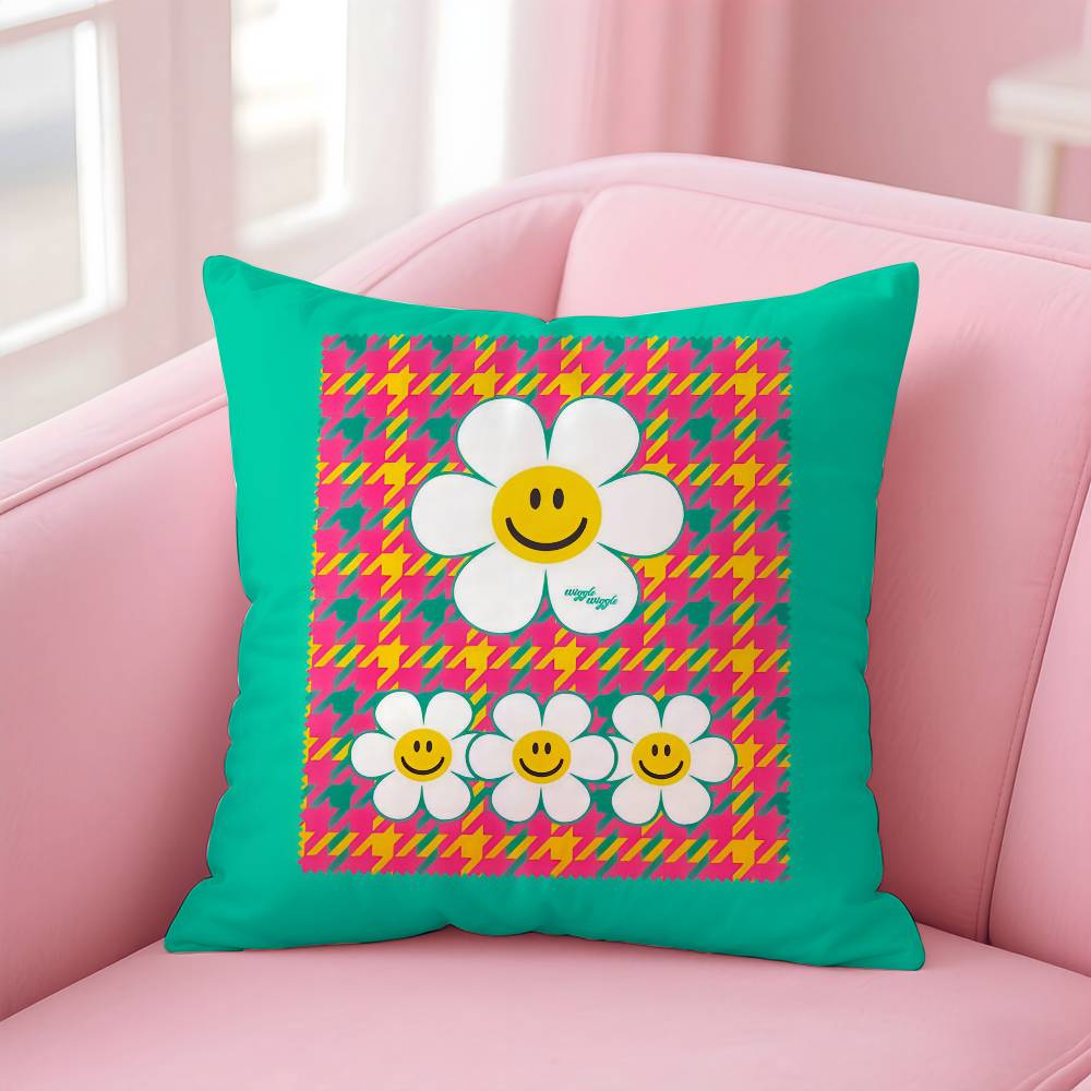 Colorful Cute W-wiggle Wiggle Pillow Case Anti-dustmite Pillowcase Invisible Zipper Silky Short Plush Sofa Cushion Cover