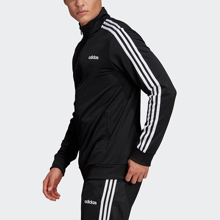 Adidas Essentials 3-Stripes Tricot Regular Fit Full Zip Track Jacket Men Black White DQ3070