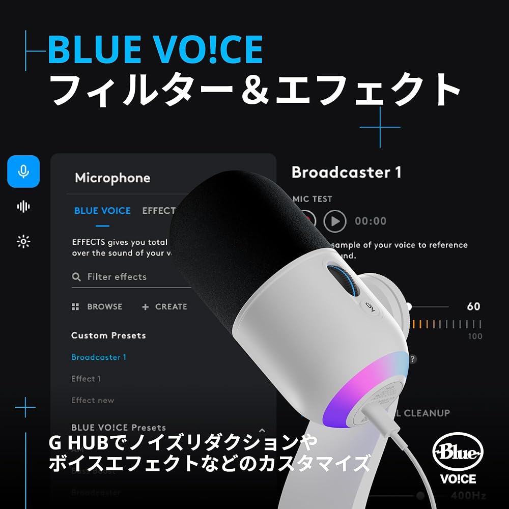 Logicool G Yeti GX Dynamic Gaming Microphone Super Cardioid Noise Reduction RGB LIGHTSYNC USB for PC and Mac White
