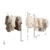 Clothing Store Display Rack: Stainless Steel Minimalist Floor-Standing Rack for Men's, Women's, and Children's Apparel.