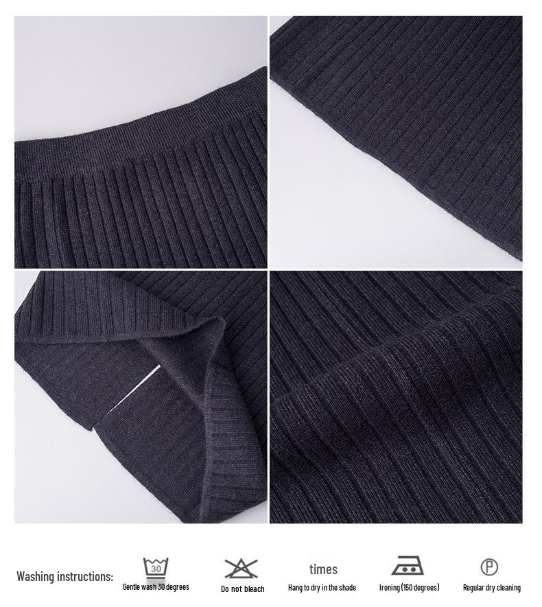 High-Waisted Knit Bodycon Skirt for Autumn/Winter 2025 - European & American Style, Mid-Length with Slit.