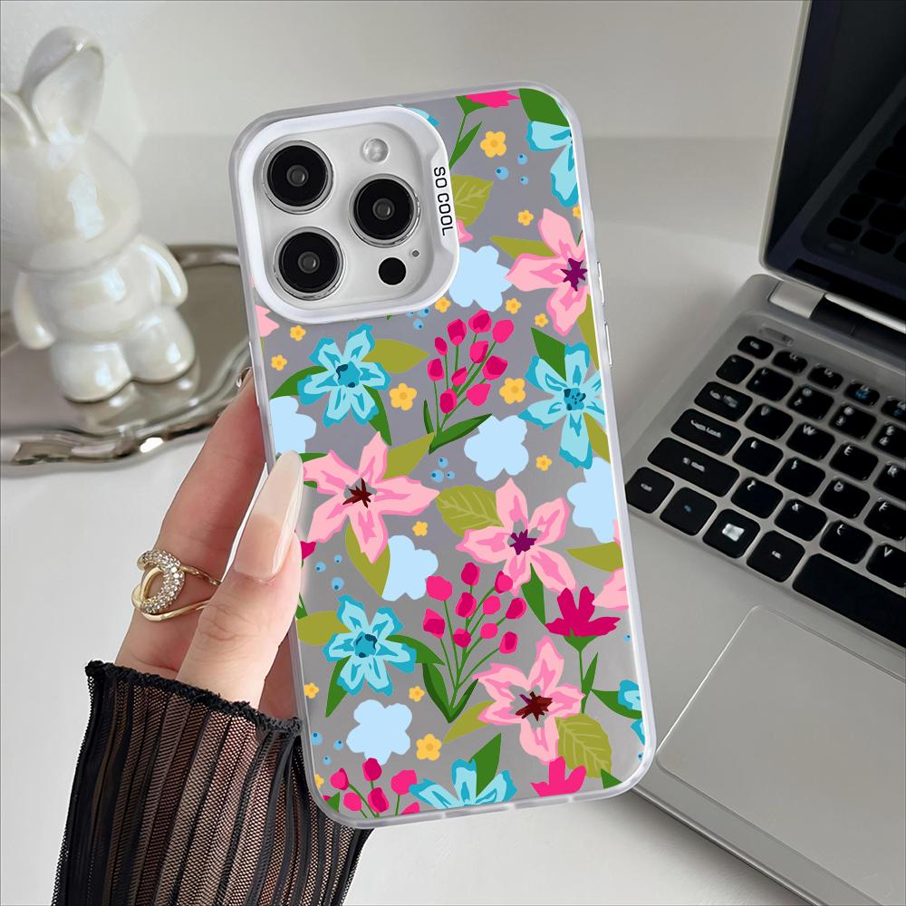 Garden Flowers Pattern Phone Phone Case For iPhone 17 16 15 14 13 12 11 Pro Max 16e 17e Plus Bumper Shockproof Hard Coque Cover