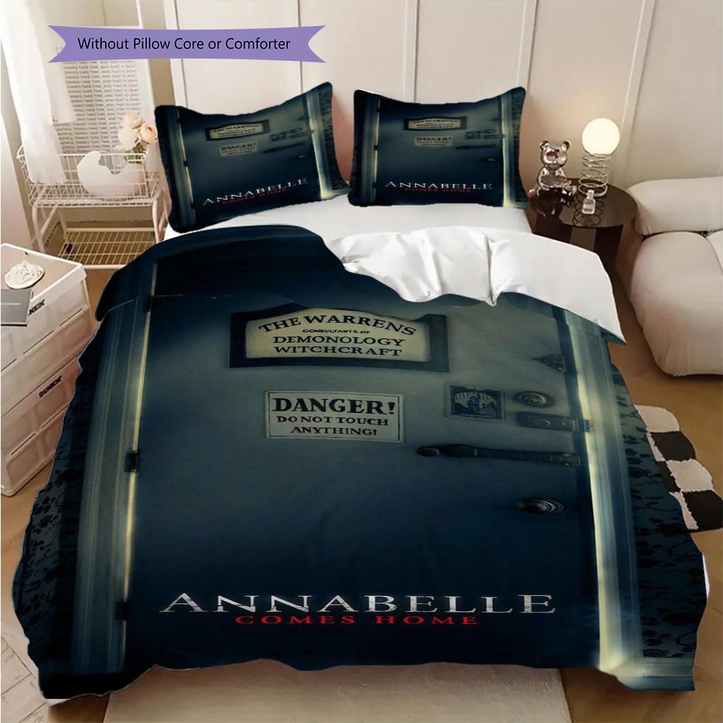 Horror Annabelles Creation Bedding (1 * duvet cover + 2 * pillowcase, without core) 2D Flat Soft and comfortable Bedding set Christmas birthday gift