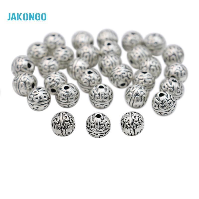 20Pcs Spacer Beads Antique Silver Plated Loose Beads For Jewelry Making Bracelet Accessories Handmade Craft 7Mm