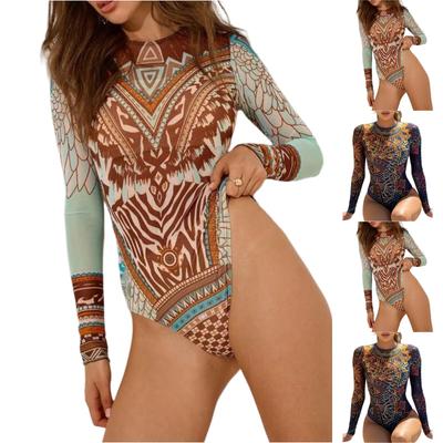 Fato de Banho Feminino Estampado de Peça Única Justo