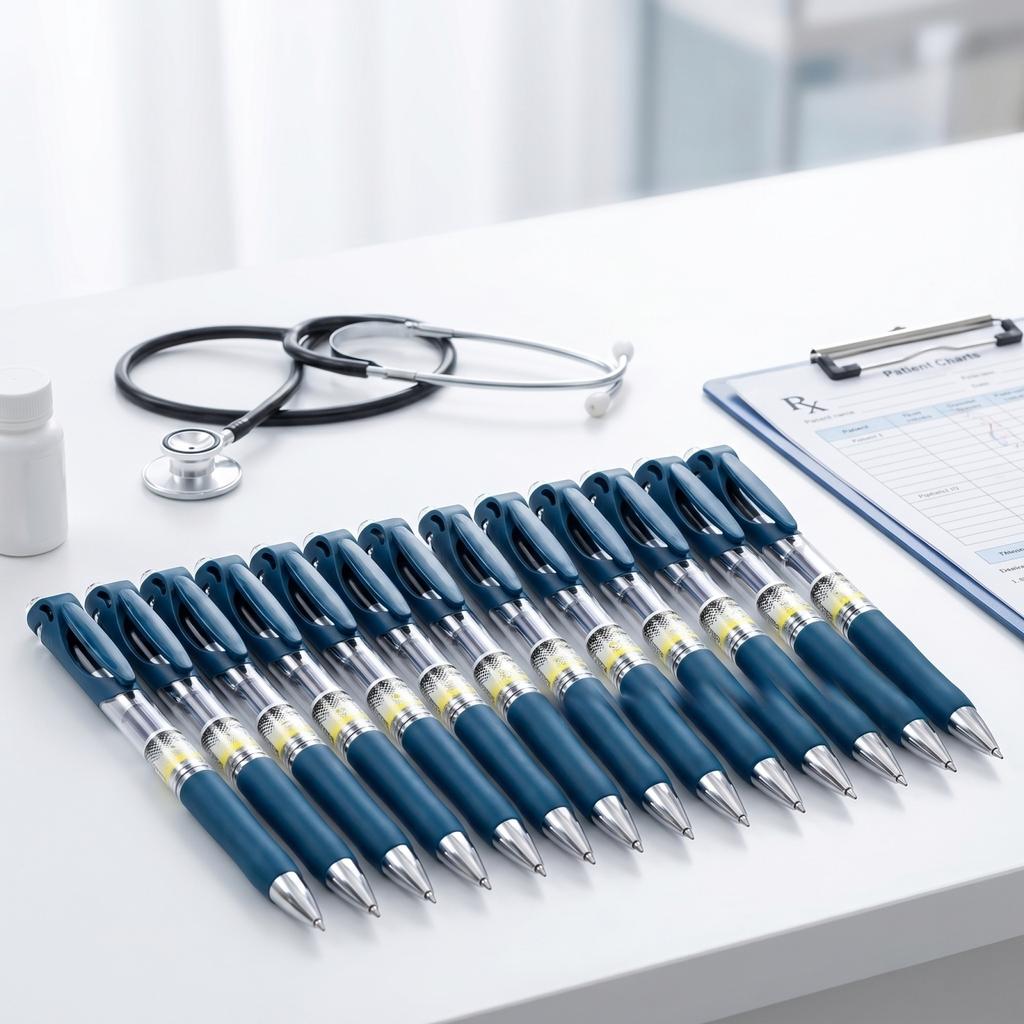 12PCS Retractable Ballpoint Pens Medical Portable Neutral Ink Smooth Writing Comfortable Grip Professional Office School Supplies