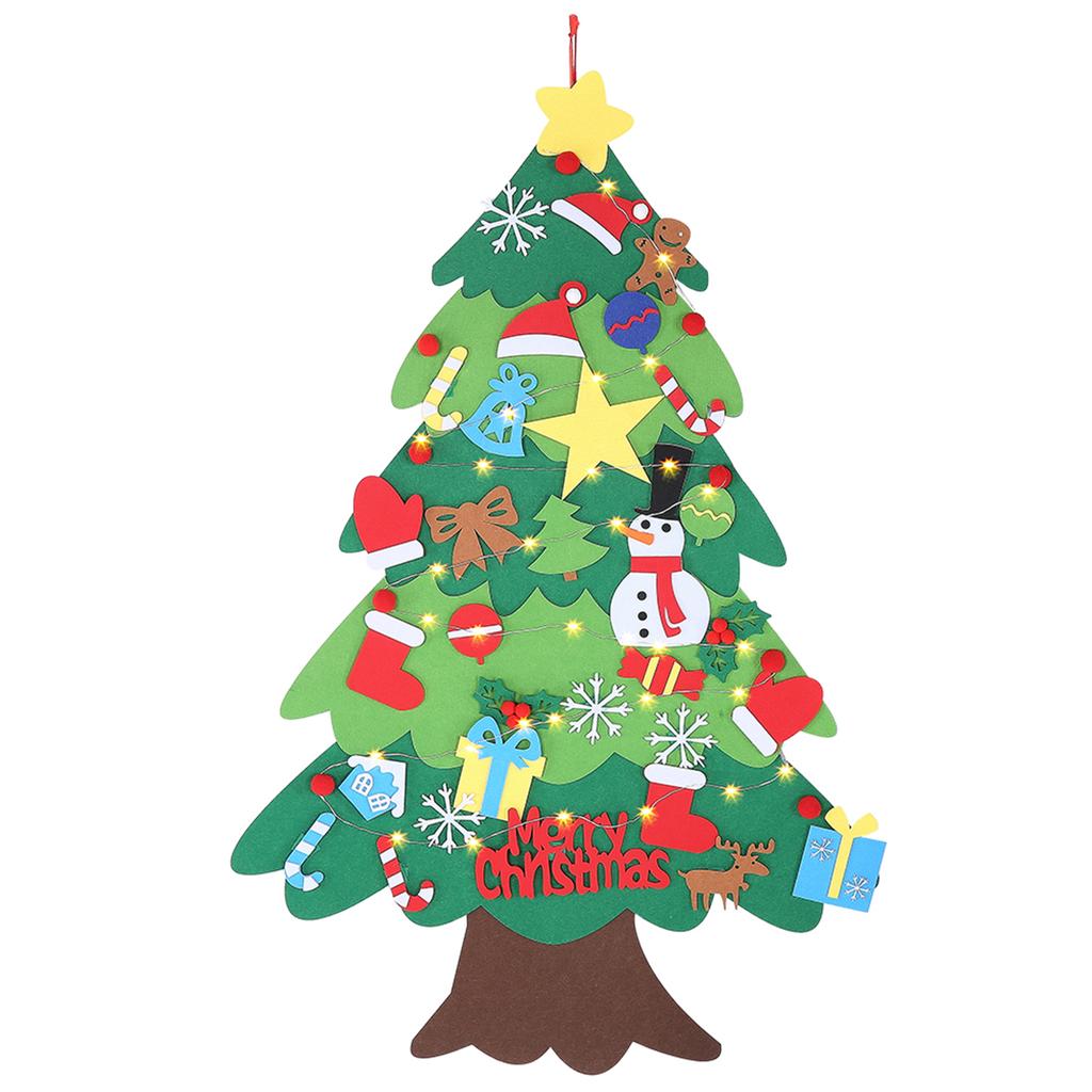 Christmas Decoration Wall Hanging Christmas Tree Felt DIY Holiday Party Ornament with LED#1