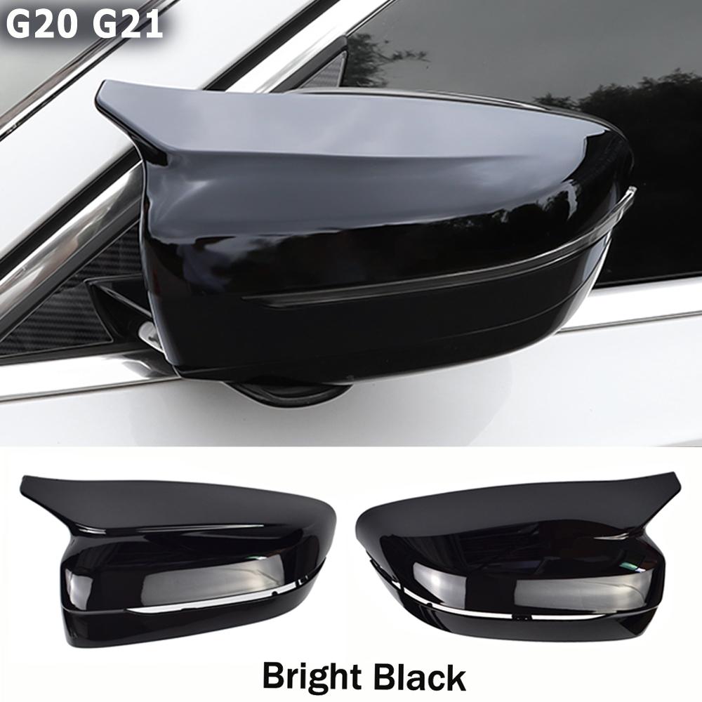 G20 Carbon fibre/Black Car Side Wing Rearview Mirror Cover Caps For BMW 3 Series G20 G21 G28 320d 330e 330i 340i 2019-2022 M4