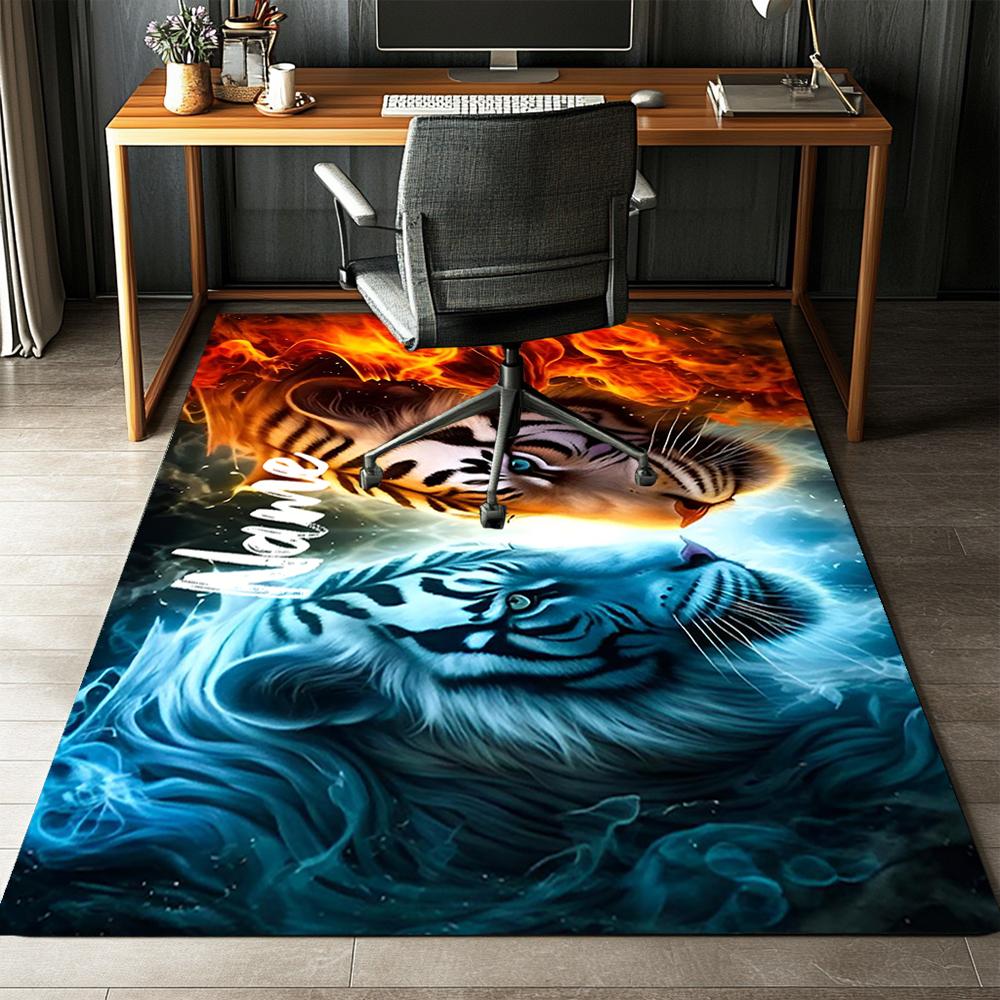 Custom Name Tiger Printed Carpet,Rug for Office Chair Living Room Bedroom Kitchen Room Decor Gifts.
