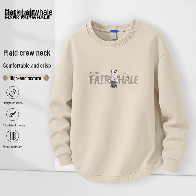 Mark Fairwhale Men s Panda Graphic Loose Fit Round Neck Sweatshirt M