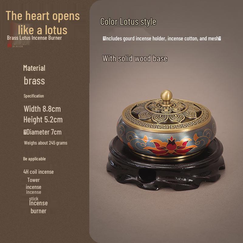 Pure Copper Incense Burner: Indoor Household Use for Agarwood & Sandalwood Fumigation, Includes Tray and Incense Seal.