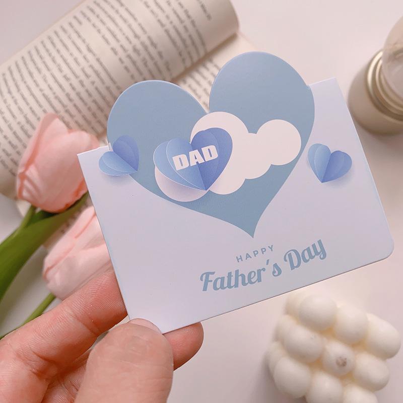 10Pcs 3D Heart Pop Up Greeting Card for Fathers Day Birthday Thank You Message Foldable Card with Love Shape Decoration Personalized Writing Space