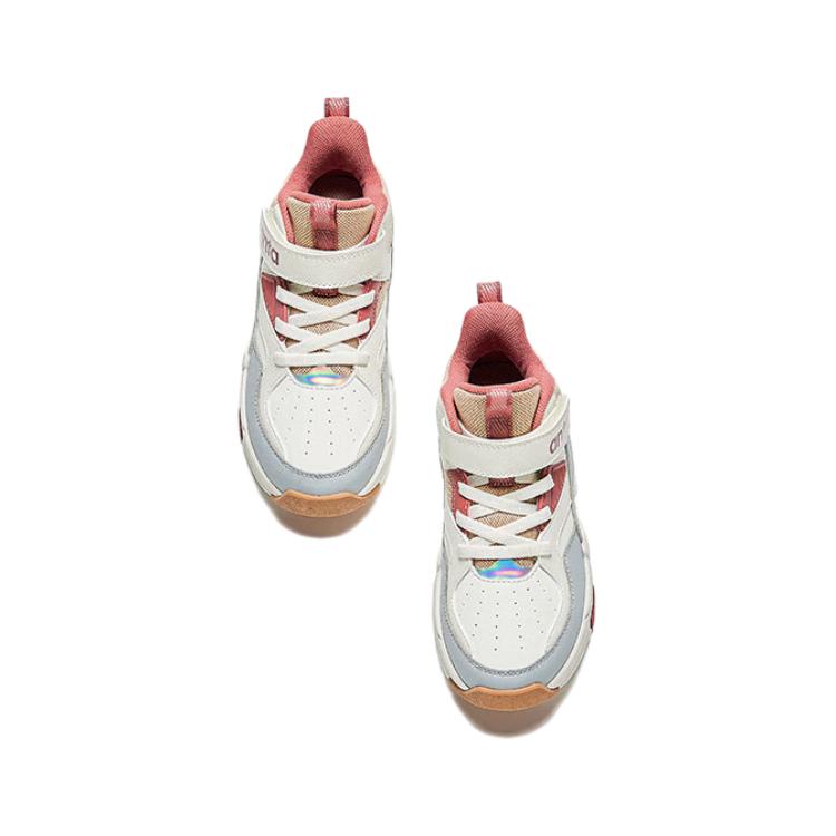 Anta Kids Fabric Synthetic Leather Versatile Casual Non-Slip Wear-Resistant Low-Top Basketball Shoes Kids sneaker White Gray Brown A22439982-3