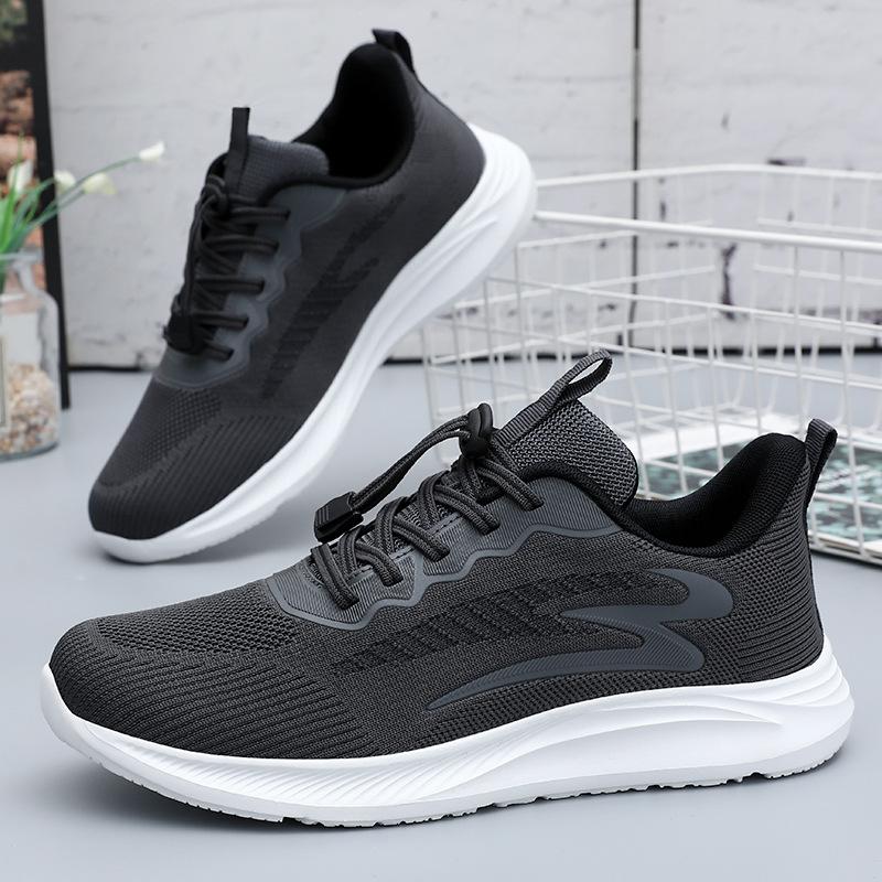 Shoes men's spring new fly-woven sports shoes middle-aged and elderly walking shoes soft-soled comfortable elderly shoes