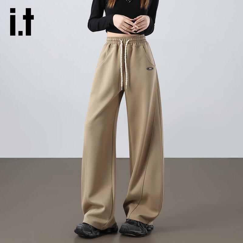 izzue it Women's Loose Fit High-Waist Curved-Leg Casual Pants