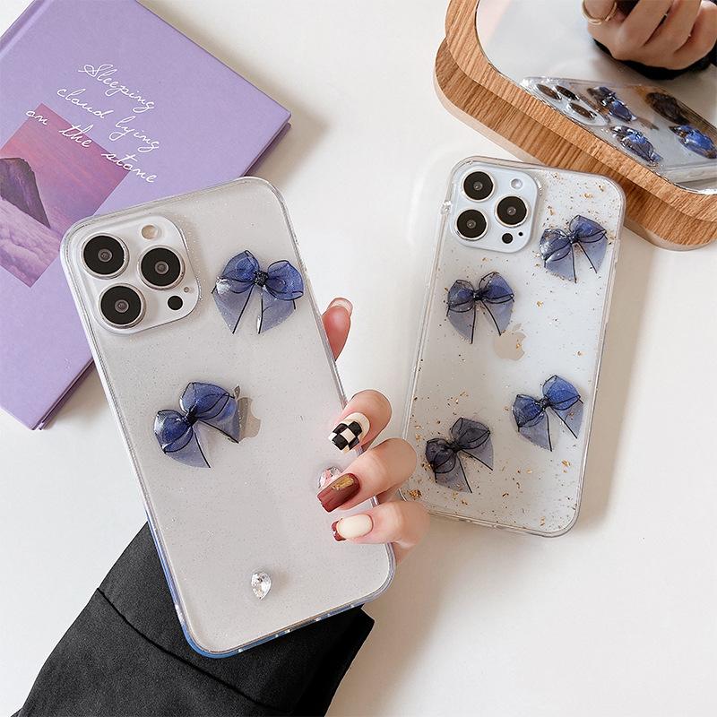 Apple 16Promax Case For Iphone 17 Lace Bow 15Pro Glitter Women'S Transparent