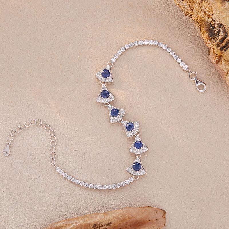 Natural Color Sapphire Color Sapphire Bracelet Women'S S925 Sterling Silver Color Treasure Jewelry Xiaohongshu